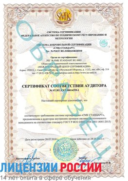 Образец сертификата соответствия аудитора №ST.RU.EXP.00014299-1 Челябинск Сертификат ISO 14001